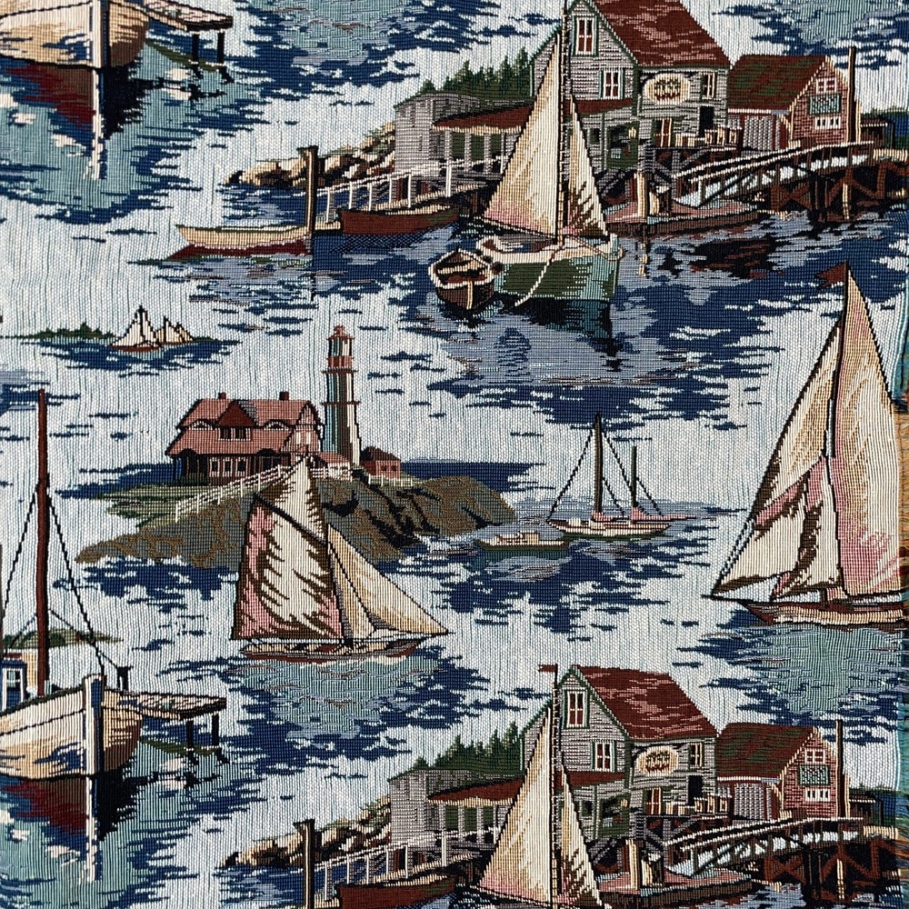 Lighthouse Sailboats Lighthouse‎ Tapestry Upholstery Decorator Fabric 37X54